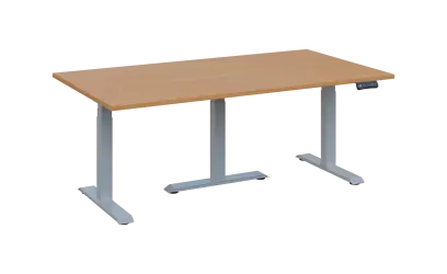 FLEXIMEET 180-100 výškově nastavitelný stůl, kovová podnož stříbrná, deska 25 mm, široký 1800 mm, buk royal